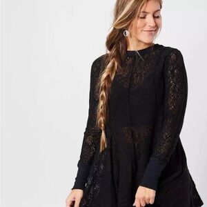 Free People Black Lace Tunic